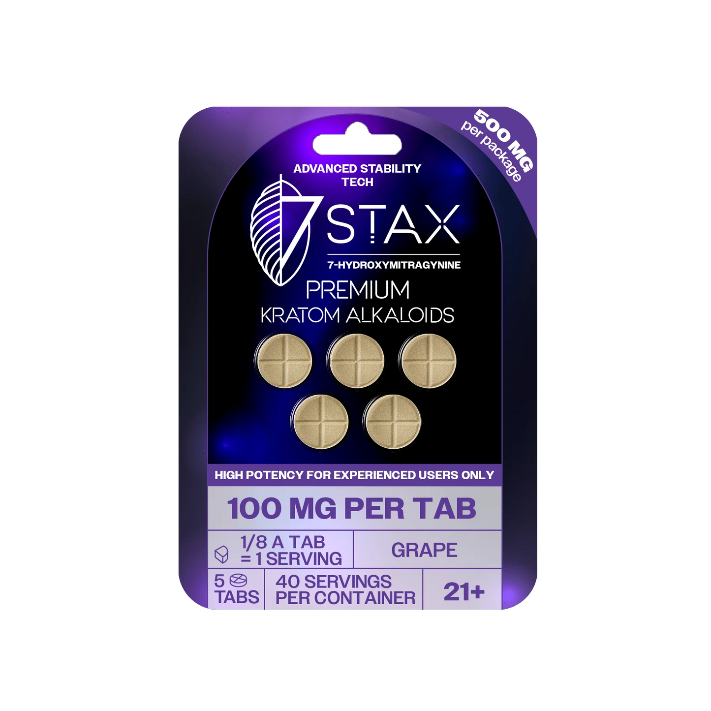 7STAX 7 HYDROXY KRATOM TABLETS 100MG/5CT/10PK