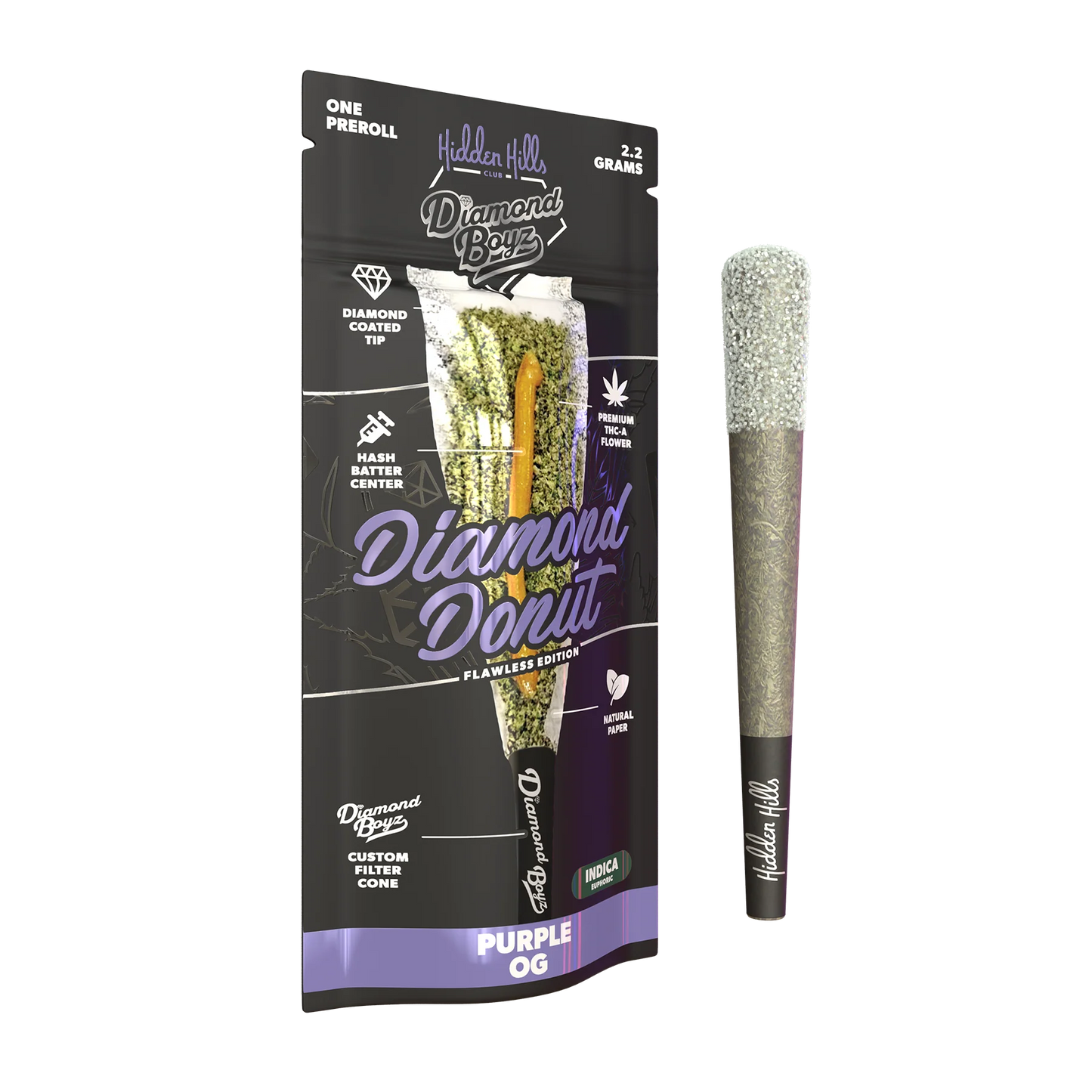 Hidden Hills x Diamond boyz Diamond Donut THCa Pre Roll 2.2g