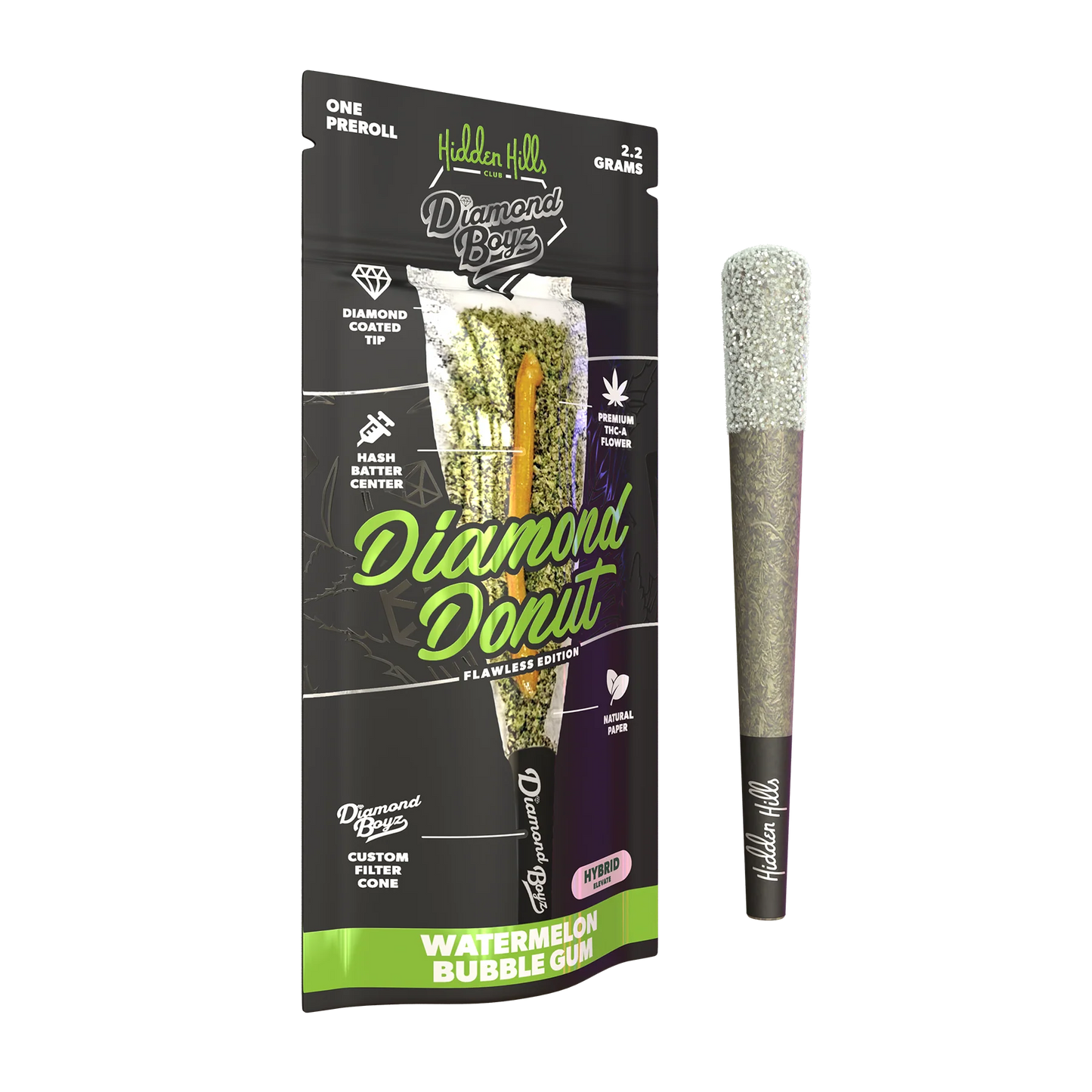 Hidden Hills x Diamond boyz Diamond Donut THCa Pre Roll 2.2g