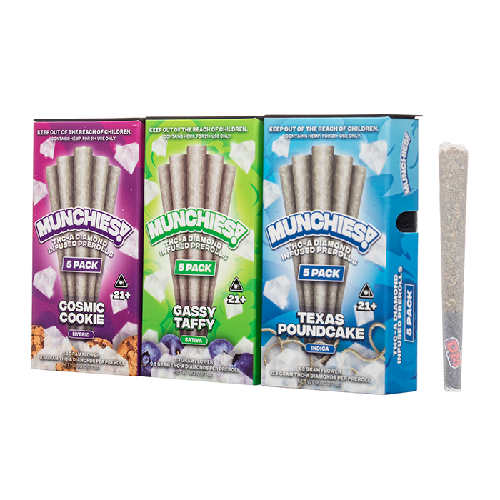 MUNCHIES THC-A DIAMOND INFUSED PRE ROLLS 1GM/5CT/10PK