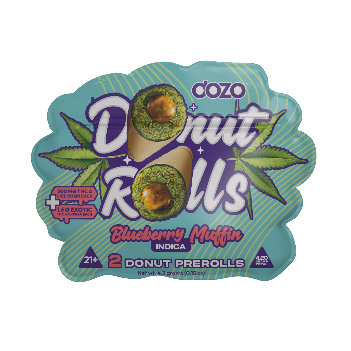 DOZO DONUT ROLLS THC-A LIVE ROSIN PRE ROLLS 2.1GM/2CT/5PK