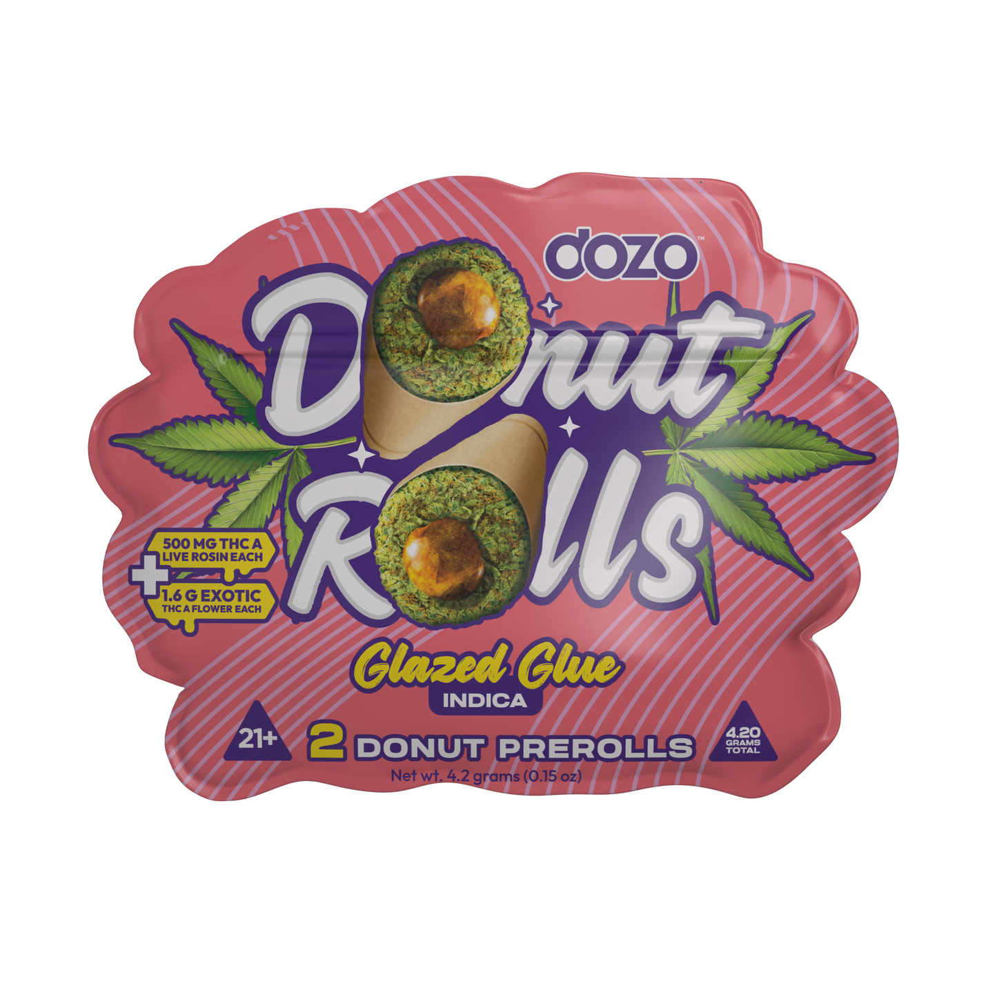 DOZO DONUT ROLLS THC-A LIVE ROSIN PRE ROLLS 2.1GM/2CT/5PK