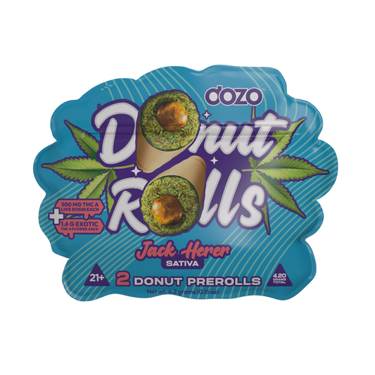 DOZO DONUT ROLLS THC-A LIVE ROSIN PRE ROLLS 2.1GM/2CT/5PK