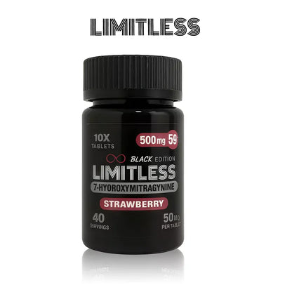LIMITLESS BLACK EDITION 7 HYDROXY KRATOM TABLETS 50MG/10CT/JAR