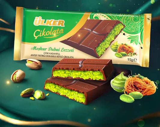 Ulker Dubai Chocolate with Kadayif Kunafa Pistachio