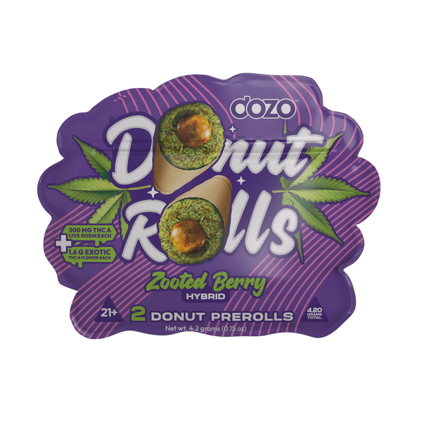 DOZO DONUT ROLLS THC-A LIVE ROSIN PRE ROLLS 2.1GM/2CT/5PK