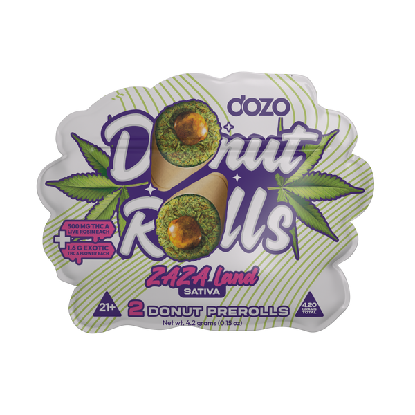 DOZO DONUT ROLLS THC-A LIVE ROSIN PRE ROLLS 2.1GM/2CT/5PK