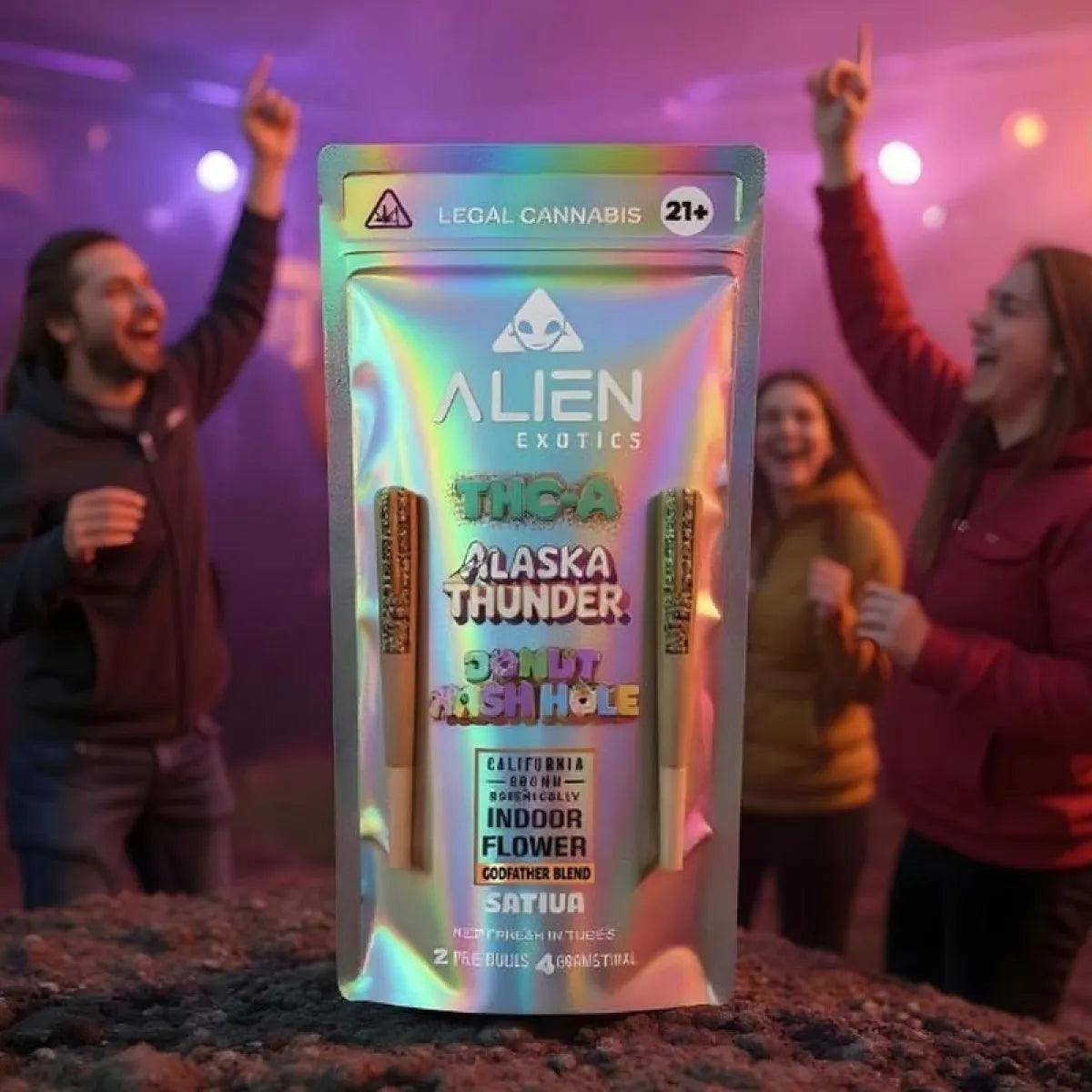 ALIEN EXOTIC THC-A DONUT HASH HOLES PRE ROLLS 2GM/2CT/10PK