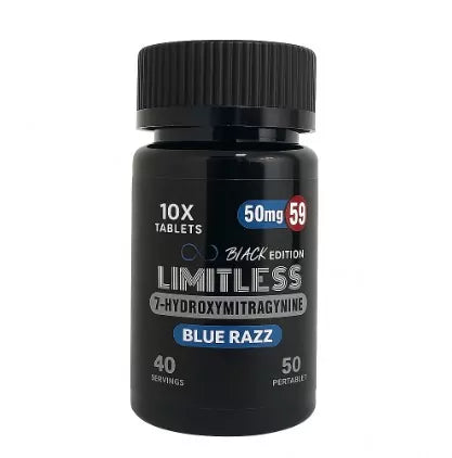 LIMITLESS BLACK EDITION 7 HYDROXY KRATOM TABLETS 50MG/10CT/JAR