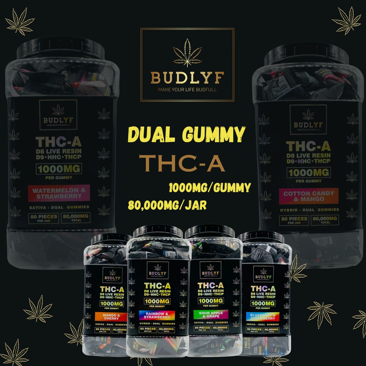 BUDLYF THC-A 1000MG DUAL FLAVOR GUMMY